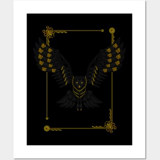 cool owl and gold(no background) Posters and Art